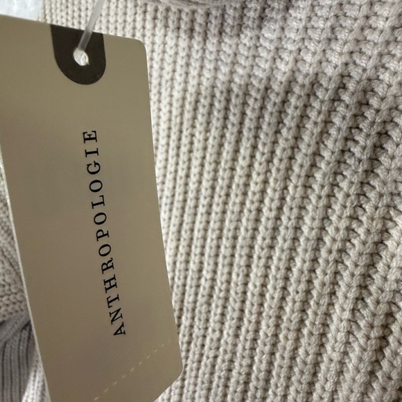 Anthropologie Moth Womens M Beige‎ Ribbed Cable Knit Turtleneck Sweater - Picture 6 of 10